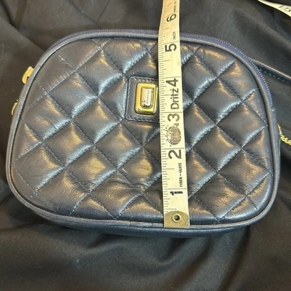 Judith Leiber Small Classic Navy Quilted Leather Crossbody Bag - Picture 9 of 11
